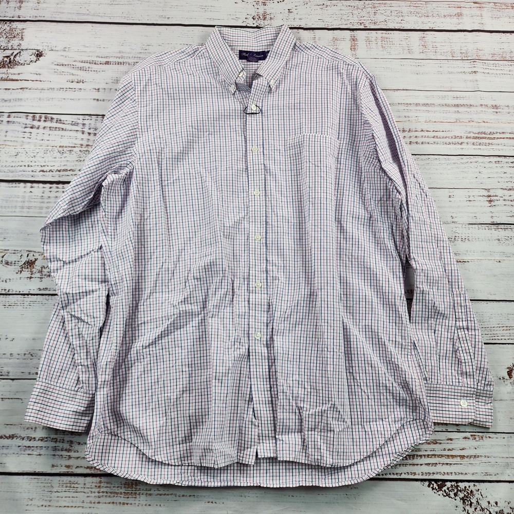 NWOT Ralph Lauren Purple Label Men's XL Plaid Button Down Shirt Made in Italy